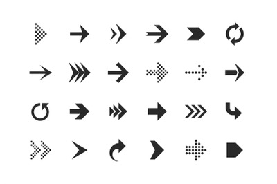 Arrow icons. Arrows set up pointer right curve down direction left cur