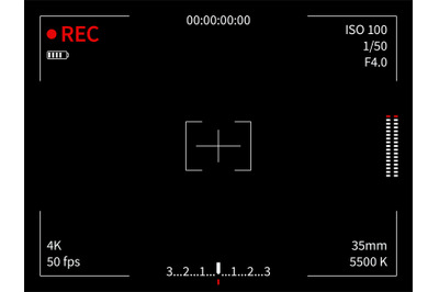 Camera display. Viewfinder recording focusing camera video screen capt