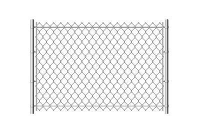 Chain link fence. Realistic metal mesh fences wire construction steel