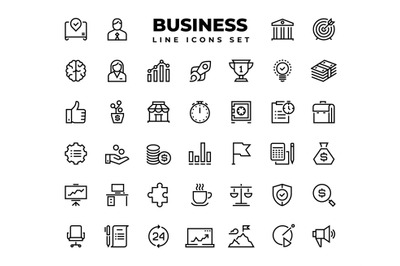 Business line icons. Finance target service support career award prese