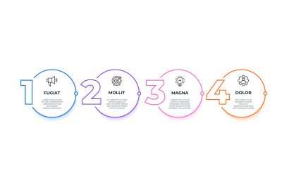 Line flow infographic. 4 steps circle workflow diagram, business prese