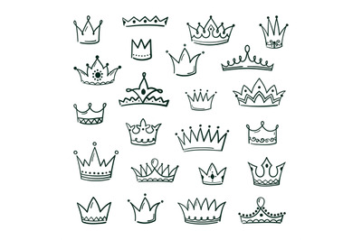 Doodle crowns. Sketch crown queen king coronet urban grunge ink art cr