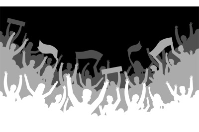 Crowd silhouette background. Soccer fan people baseball basketball foo