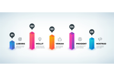 Step infographic. Realistic business diagram elements, 3D workflow pre