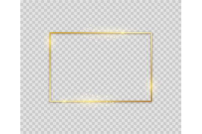 Golden square shape. Shiny luxury border graphic template for banner p