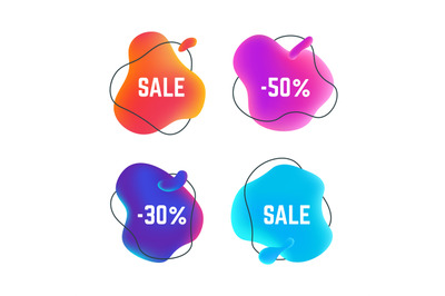 Sale fluid banners. Organic abstract round title bubble, discount stic