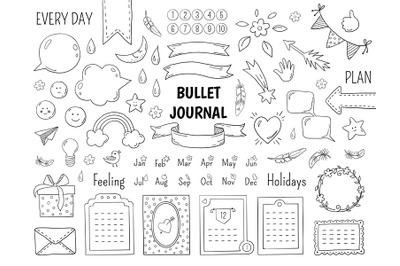 Notebook doodle bullet. Hand drawn diary frame, journal linear list bo