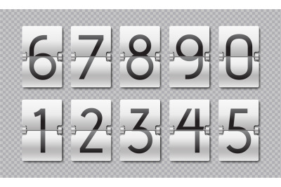 Countdown numbers. Flip clock counter, time elements for digital score