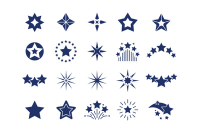 Black star icons. Premium quality labels, stars design templates on wh