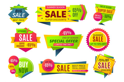 Sale banners. Price stickers collection&2C; ribbons square and round shap