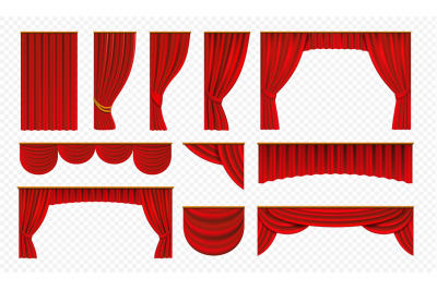 Realistic red curtains. Theater stage drapery&2C; luxury wedding cover de