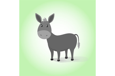 Donkey. Cartoon vector drawing illustration domestic funny calm mule.