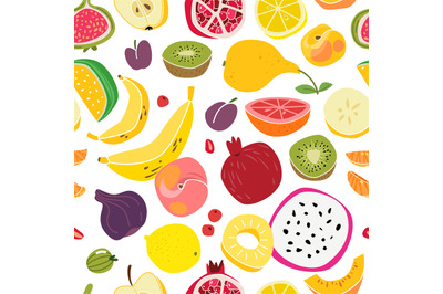 Fruits pattern. Fruit seamless print natural cute fresh food colorful