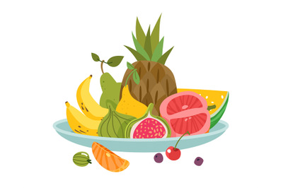 Fruits plate. Dinner bowl dish fruit lunch delicious diet health fresh