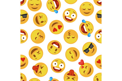 Faces smile pattern. Funny cute smiley expression emotion chat messeng