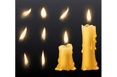 Burning candles. Romantic holiday wax burning candles light close up w