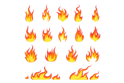 Cartoon fire flame. Fires image, hot flaming ignition, flammable blaze