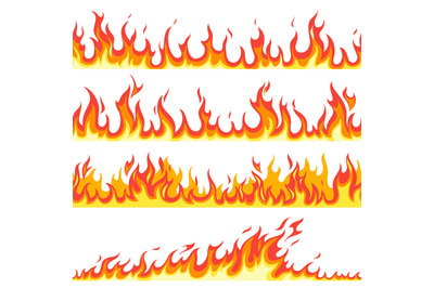 Seamless fire flame. Fires flaming pattern, flammable line blaze hot t