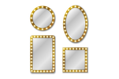 Makeup mirror. Mirroring reflection surface realistic blank mirrors gl