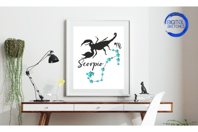 Scorpio Zodiac Poster, Beautiful Zodiac Art Prints, Scorpio Print, Sco