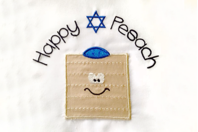 Happy Pesach Passover Matzo | Applique Embroidery