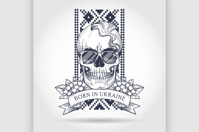 Skull with Ukrainian symbols