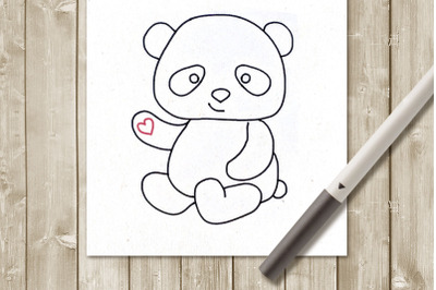 Panda Single Line Sketch for Pens | SVG | PNG | DXF