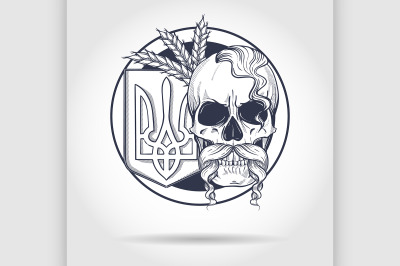 Skull with Ukrainian symbols