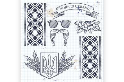 Ukrainian icons collection with tradition symbols