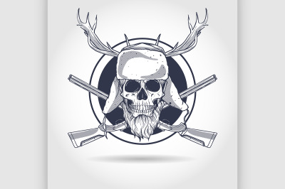 Hand drawn hunter skull