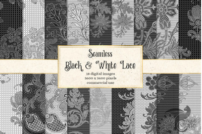 Black and White Lace Digital Paper