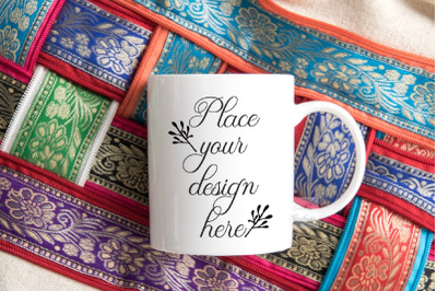 Coffee cup mock up colorful oriental mug stock photo mockup