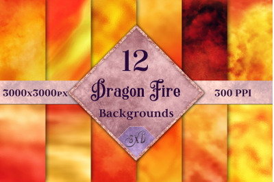 Dragon Fire Backgrounds - 12 Image Textures Set