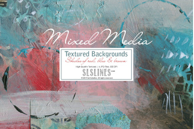 Mixed Media Backgrounds in Red, Brown &amp; Blue