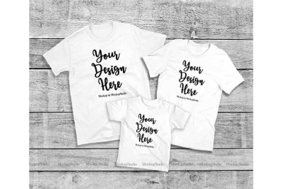 Matching Family White T-Shirts Mockup&2C; Parents Kids Shirts