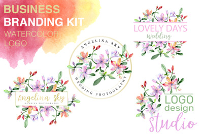 LOGO with alstroemerias Watercolor png