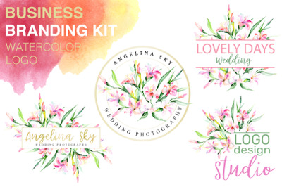 LOGO with alstroemerias Watercolor png