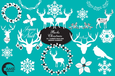 Buck&#039;s Christmas Clipart AMB-2105