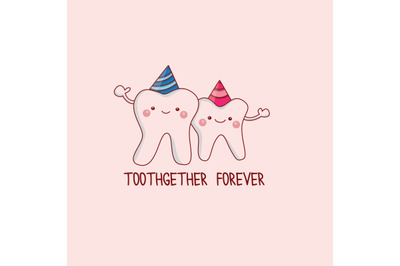 Cute and funny teeth couple together forever friendship card