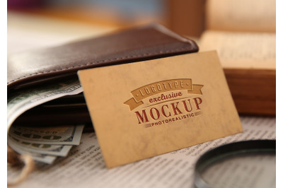 Photorealistic mock-ups with vintage antique background