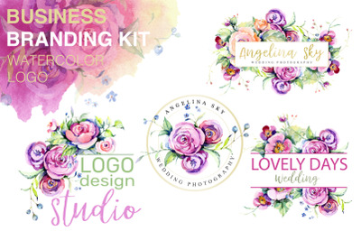 LOGO with roses and wildflowers Watercolor png