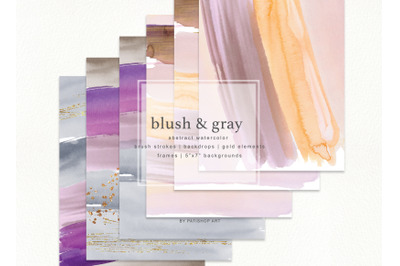 Blush &amp; Gray - Abstract Watercolor Backdrop