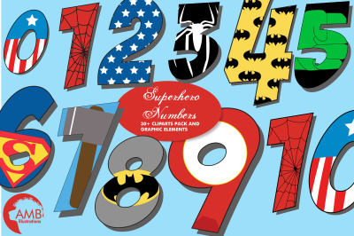 Superhero Numbers Clipart AMB-2110