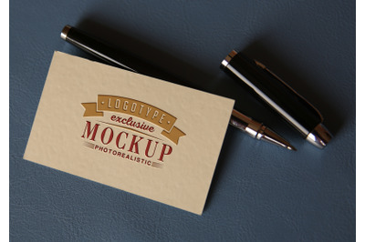 Photorealistic mock-ups with pens on business background