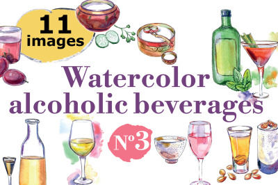 Watercolor alcohol-3 vector set