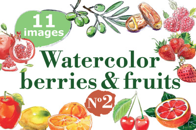 Watercolor berries and fruits-2