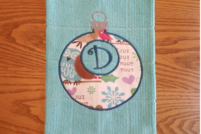 Monogram Circle Christmas Ornament | Applique Embroidery