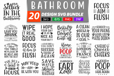 20 Bathroom Quotes Svg Bundle
