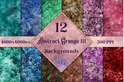Abstract Grunge III Backgrounds - 12 Image Textures Set