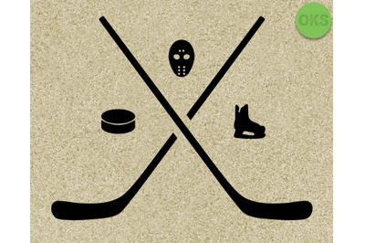 hockey stick&2C; puck&2C; skates vector illustration